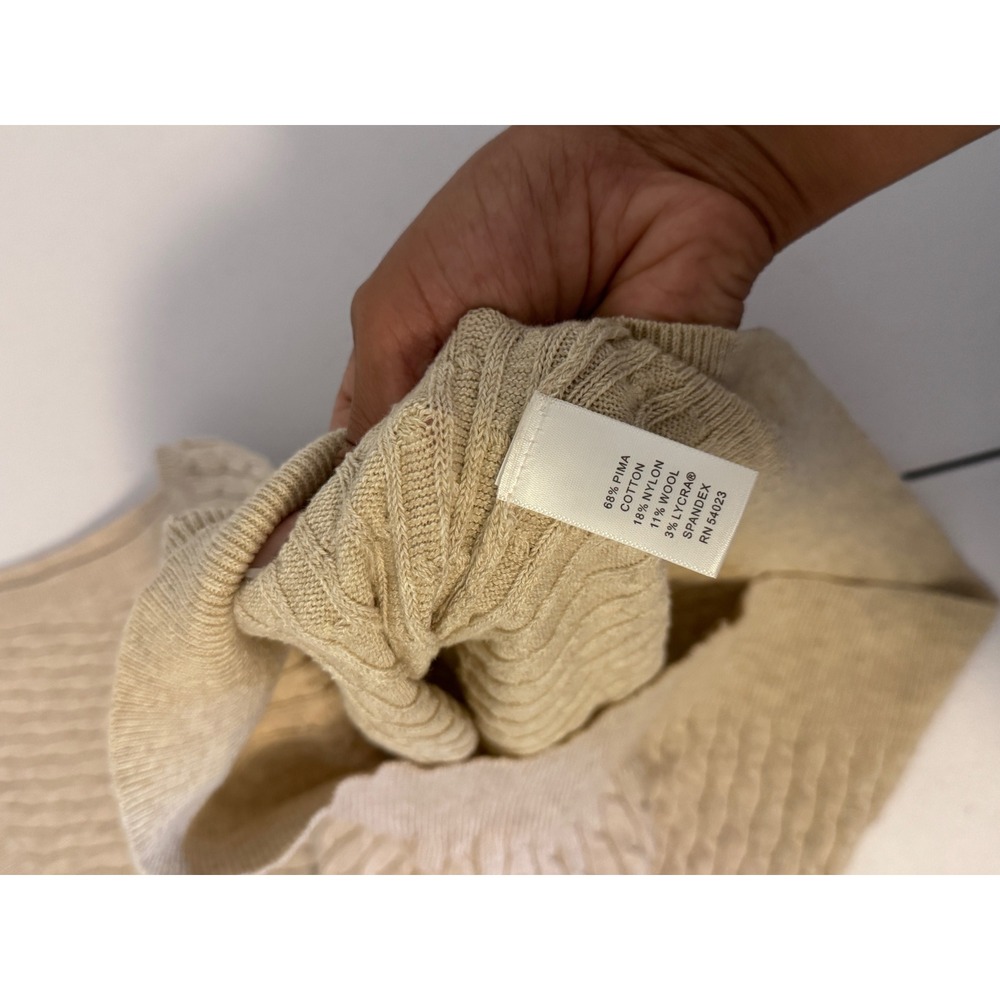 Banana Republic Tan Cable Knit Pima Cotton Wool Blend Sweater Vest Size M o3 - Picture 6 of 7
